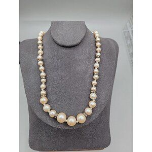 Miriam Haskell Faux Pearl & Rhinestion Station Choker Necklace 16"
